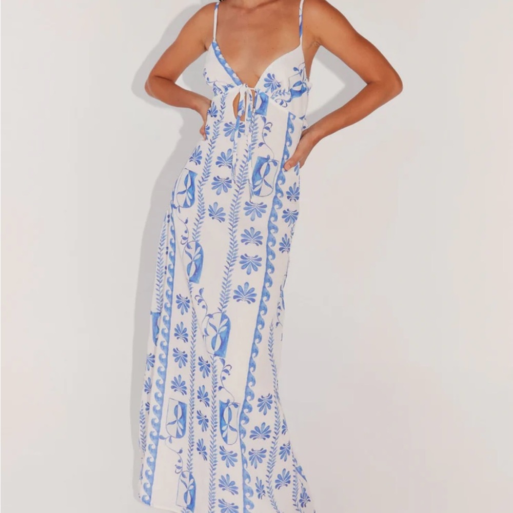 Floral linen maxi dress